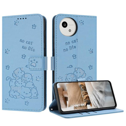 Embossed Kitten Phone Leather Case with Lanyard, For Sharp Aquos wish6, For Sharp Aquos R11, For Sharp Aquos R10 / R9, For Sharp Aquos wish5, For Sharp Aquos Sense 9, For Sharp Aquos wish4 SH-52E, For Sharp Aquos Sense 8, For Sharp Aquos Wish 3