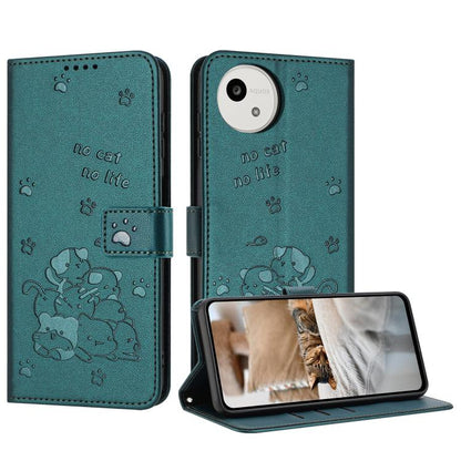 Embossed Kitten Phone Leather Case with Lanyard, For Sharp Aquos wish6, For Sharp Aquos R11, For Sharp Aquos R10 / R9, For Sharp Aquos wish5, For Sharp Aquos Sense 9, For Sharp Aquos wish4 SH-52E, For Sharp Aquos Sense 8, For Sharp Aquos Wish 3