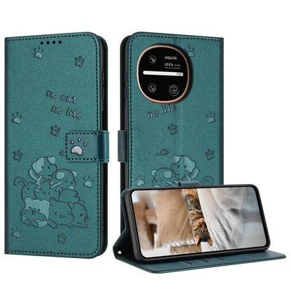 Embossed Kitten Phone Leather Case with Lanyard, For Sharp Aquos wish6, For Sharp Aquos R11, For Sharp Aquos R10 / R9, For Sharp Aquos wish5, For Sharp Aquos Sense 9, For Sharp Aquos wish4 SH-52E, For Sharp Aquos Sense 8, For Sharp Aquos Wish 3
