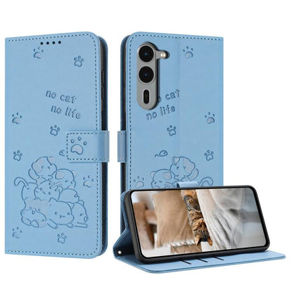 Embossed Kitten Phone Leather Case with Lanyard, For Fujitsu Arrows We3  / F-52G, For Fujitsu Arrows We2 F-52E, For Fujitsu Arrows We2 Plus F-51E, For Fujitsu Arrows We F-51B