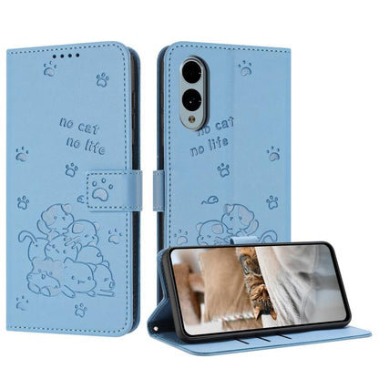 Embossed Kitten Phone Leather Case with Lanyard, For Fujitsu Arrows We3  / F-52G, For Fujitsu Arrows We2 F-52E, For Fujitsu Arrows We2 Plus F-51E, For Fujitsu Arrows We F-51B