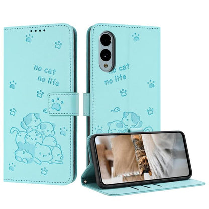 Embossed Kitten Phone Leather Case with Lanyard, For Fujitsu Arrows We3  / F-52G, For Fujitsu Arrows We2 F-52E, For Fujitsu Arrows We2 Plus F-51E, For Fujitsu Arrows We F-51B