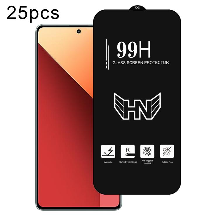25 PCS/Pack High Aluminum Large Arc Full Screen Tempered Glass Film, For Redmi Note 17 5G / 4G Global, For Redmi Note 17 Pro+ 5G Global 163.4mm, For Redmi 17 5G / 4G Global 170mm, For Redmi A7 4G 171.8mm, For Redmi A7 Pro 5G / 4G 171mm, For Redmi 15a 5...