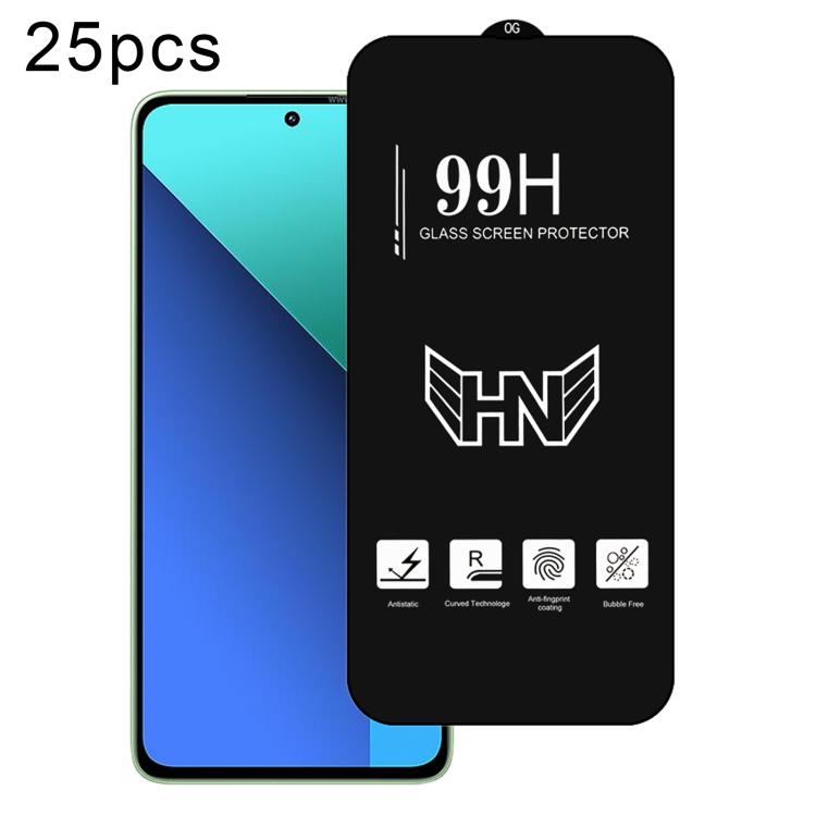 25 PCS/Pack High Aluminum Large Arc Full Screen Tempered Glass Film, For Redmi Note 17 5G / 4G Global, For Redmi Note 17 Pro+ 5G Global 163.4mm, For Redmi 17 5G / 4G Global 170mm, For Redmi A7 4G 171.8mm, For Redmi A7 Pro 5G / 4G 171mm, For Redmi 15a 5...