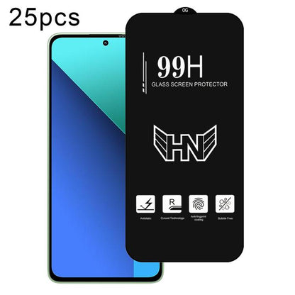 25 PCS/Pack High Aluminum Large Arc Full Screen Tempered Glass Film, For Redmi Note 17 5G / 4G Global, For Redmi Note 17 Pro+ 5G Global 163.4mm, For Redmi 17 5G / 4G Global 170mm, For Redmi A7 4G 171.8mm, For Redmi A7 Pro 5G / 4G 171mm, For Redmi 15a 5...