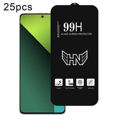 25 PCS/Pack High Aluminum Large Arc Full Screen Tempered Glass Film, For Redmi Note 17 5G / 4G Global, For Redmi Note 17 Pro+ 5G Global 163.4mm, For Redmi 17 5G / 4G Global 170mm, For Redmi A7 4G 171.8mm, For Redmi A7 Pro 5G / 4G 171mm, For Redmi 15a 5...
