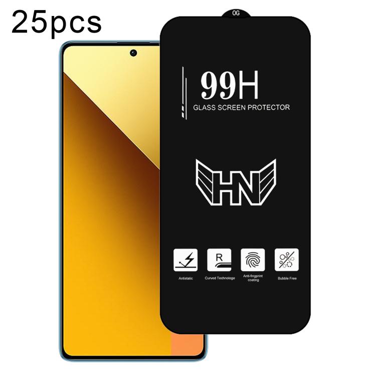25 PCS/Pack High Aluminum Large Arc Full Screen Tempered Glass Film, For Redmi Note 17 5G / 4G Global, For Redmi Note 17 Pro+ 5G Global 163.4mm, For Redmi 17 5G / 4G Global 170mm, For Redmi A7 4G 171.8mm, For Redmi A7 Pro 5G / 4G 171mm, For Redmi 15a 5...