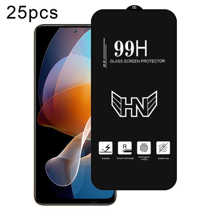 25 PCS/Pack High Aluminum Large Arc Full Screen Tempered Glass Film, For Redmi Note 17 5G / 4G Global, For Redmi Note 17 Pro+ 5G Global 163.4mm, For Redmi 17 5G / 4G Global 170mm, For Redmi A7 4G 171.8mm, For Redmi A7 Pro 5G / 4G 171mm, For Redmi 15a 5...