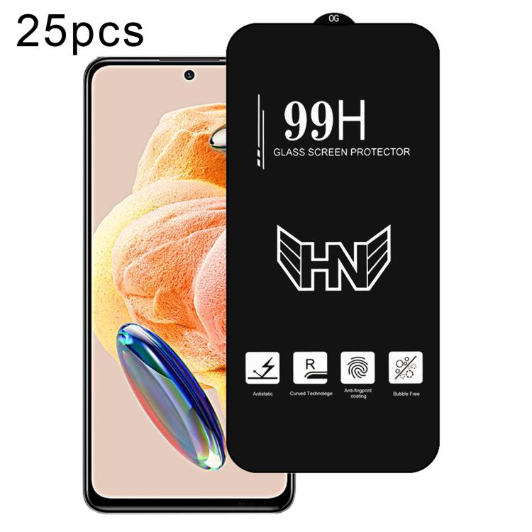 25 PCS/Pack High Aluminum Large Arc Full Screen Tempered Glass Film, For Redmi Note 17 5G / 4G Global, For Redmi Note 17 Pro+ 5G Global 163.4mm, For Redmi 17 5G / 4G Global 170mm, For Redmi A7 4G 171.8mm, For Redmi A7 Pro 5G / 4G 171mm, For Redmi 15a 5...