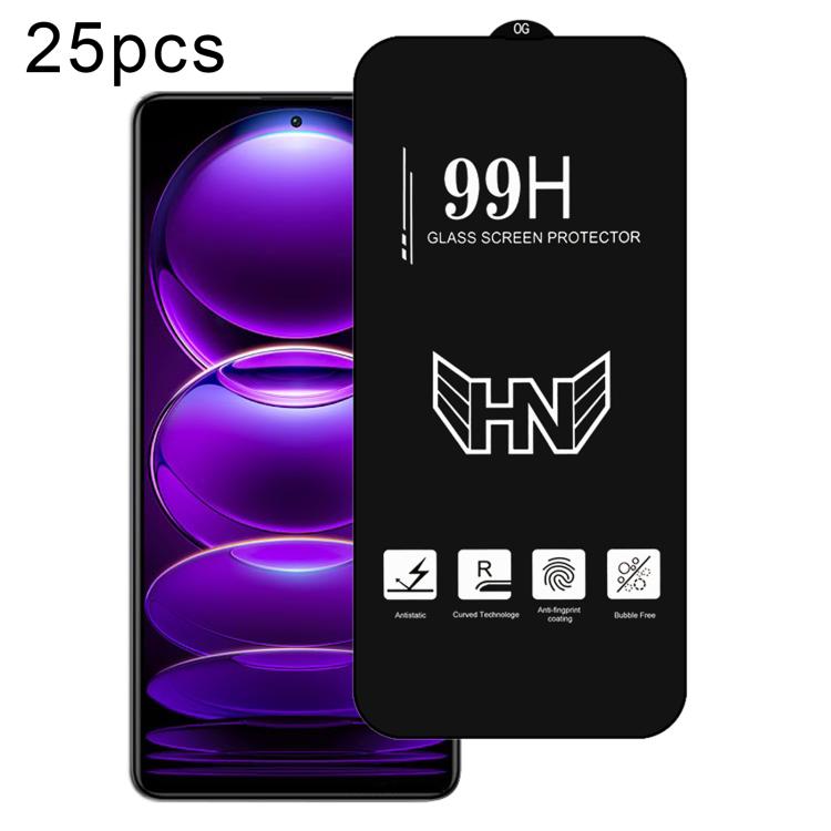 25 PCS/Pack High Aluminum Large Arc Full Screen Tempered Glass Film, For Redmi Note 17 5G / 4G Global, For Redmi Note 17 Pro+ 5G Global 163.4mm, For Redmi 17 5G / 4G Global 170mm, For Redmi A7 4G 171.8mm, For Redmi A7 Pro 5G / 4G 171mm, For Redmi 15a 5...