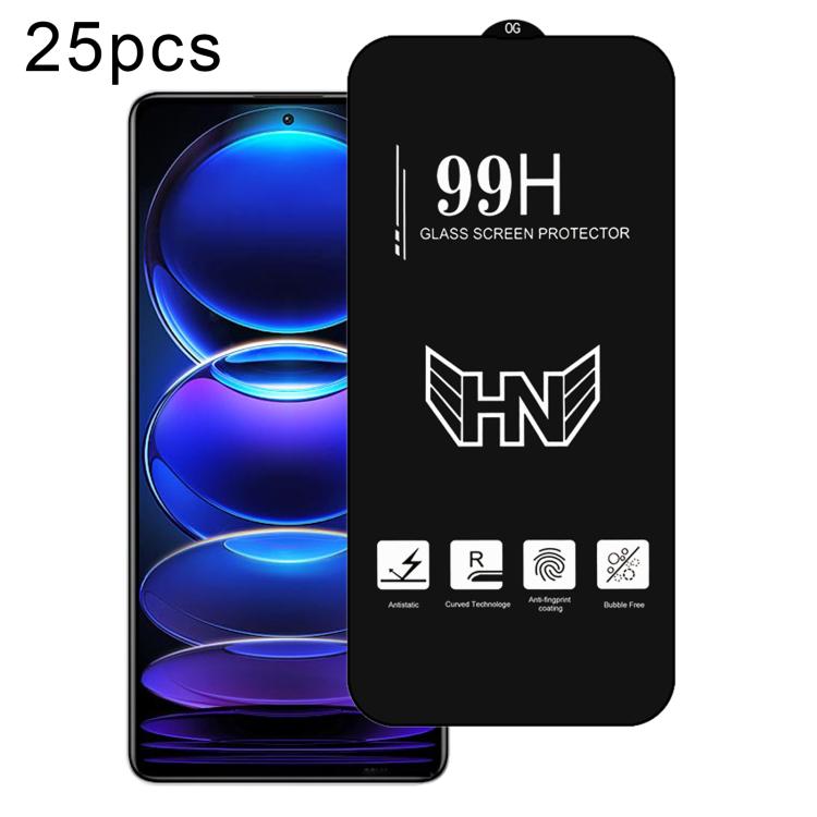 25 PCS/Pack High Aluminum Large Arc Full Screen Tempered Glass Film, For Redmi Note 17 5G / 4G Global, For Redmi Note 17 Pro+ 5G Global 163.4mm, For Redmi 17 5G / 4G Global 170mm, For Redmi A7 4G 171.8mm, For Redmi A7 Pro 5G / 4G 171mm, For Redmi 15a 5...