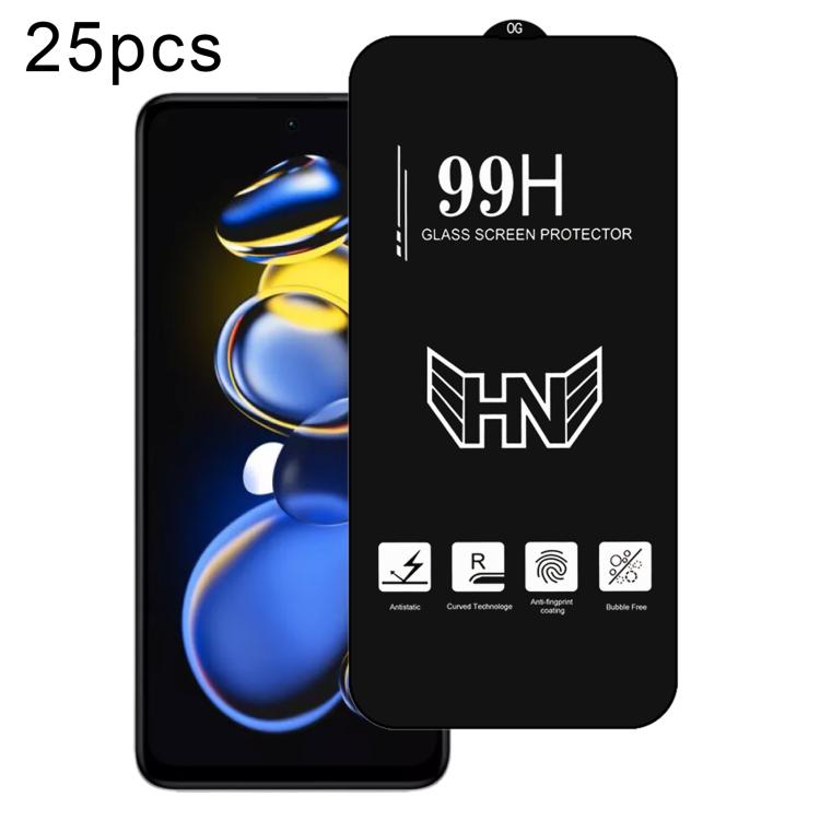 25 PCS/Pack High Aluminum Large Arc Full Screen Tempered Glass Film, For Redmi Note 17 5G / 4G Global, For Redmi Note 17 Pro+ 5G Global 163.4mm, For Redmi 17 5G / 4G Global 170mm, For Redmi A7 4G 171.8mm, For Redmi A7 Pro 5G / 4G 171mm, For Redmi 15a 5...