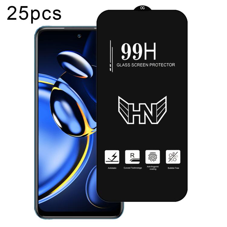 25 PCS/Pack High Aluminum Large Arc Full Screen Tempered Glass Film, For Redmi Note 17 5G / 4G Global, For Redmi Note 17 Pro+ 5G Global 163.4mm, For Redmi 17 5G / 4G Global 170mm, For Redmi A7 4G 171.8mm, For Redmi A7 Pro 5G / 4G 171mm, For Redmi 15a 5...