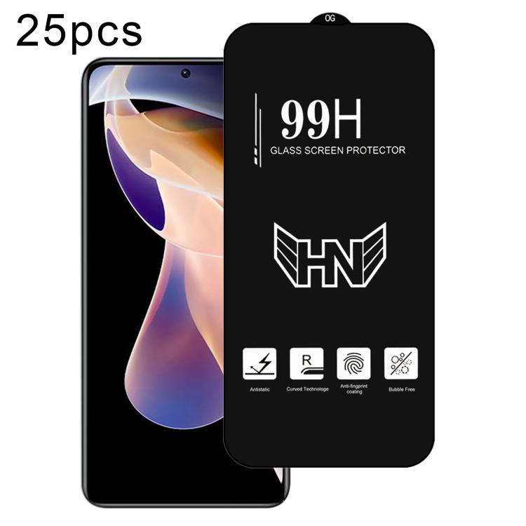 25 PCS/Pack High Aluminum Large Arc Full Screen Tempered Glass Film, For Redmi Note 17 5G / 4G Global, For Redmi Note 17 Pro+ 5G Global 163.4mm, For Redmi 17 5G / 4G Global 170mm, For Redmi A7 4G 171.8mm, For Redmi A7 Pro 5G / 4G 171mm, For Redmi 15a 5...