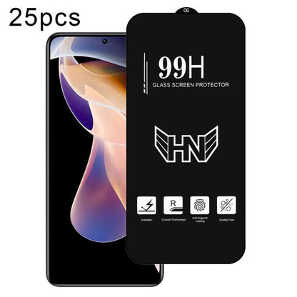 25 PCS/Pack High Aluminum Large Arc Full Screen Tempered Glass Film, For Redmi Note 17 5G / 4G Global, For Redmi Note 17 Pro+ 5G Global 163.4mm, For Redmi 17 5G / 4G Global 170mm, For Redmi A7 4G 171.8mm, For Redmi A7 Pro 5G / 4G 171mm, For Redmi 15a 5...