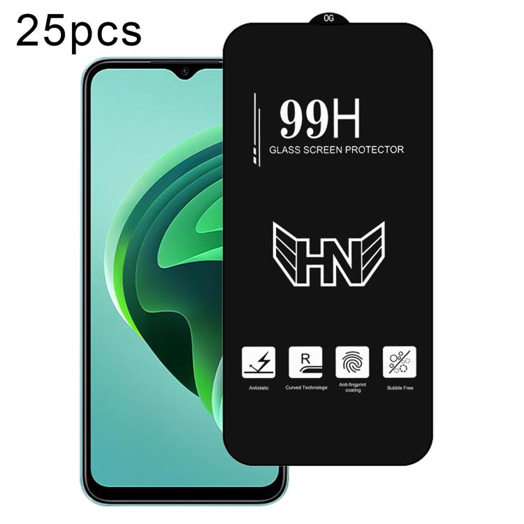 25 PCS/Pack High Aluminum Large Arc Full Screen Tempered Glass Film, For Redmi Note 17 5G / 4G Global, For Redmi Note 17 Pro+ 5G Global 163.4mm, For Redmi 17 5G / 4G Global 170mm, For Redmi A7 4G 171.8mm, For Redmi A7 Pro 5G / 4G 171mm, For Redmi 15a 5...