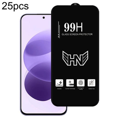 25 PCS/Pack High Aluminum Large Arc Full Screen Tempered Glass Film, For Redmi Note 17 5G / 4G Global, For Redmi Note 17 Pro+ 5G Global 163.4mm, For Redmi 17 5G / 4G Global 170mm, For Redmi A7 4G 171.8mm, For Redmi A7 Pro 5G / 4G 171mm, For Redmi 15a 5...
