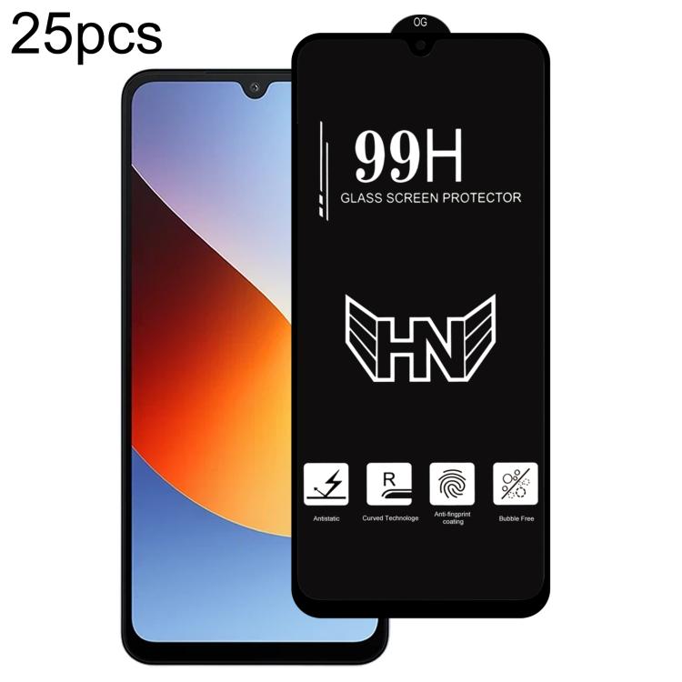 25 PCS/Pack High Aluminum Large Arc Full Screen Tempered Glass Film, For Redmi Note 17 5G / 4G Global, For Redmi Note 17 Pro+ 5G Global 163.4mm, For Redmi 17 5G / 4G Global 170mm, For Redmi A7 4G 171.8mm, For Redmi A7 Pro 5G / 4G 171mm, For Redmi 15a 5...