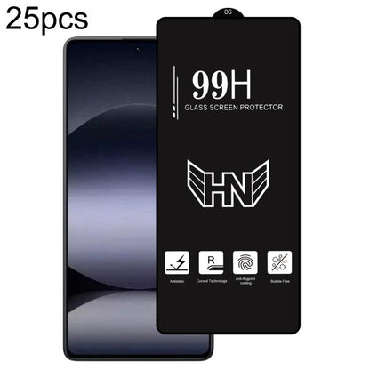 25 PCS/Pack High Aluminum Large Arc Full Screen Tempered Glass Film, For Redmi Note 17 5G / 4G Global, For Redmi Note 17 Pro+ 5G Global 163.4mm, For Redmi 17 5G / 4G Global 170mm, For Redmi A7 4G 171.8mm, For Redmi A7 Pro 5G / 4G 171mm, For Redmi 15a 5...