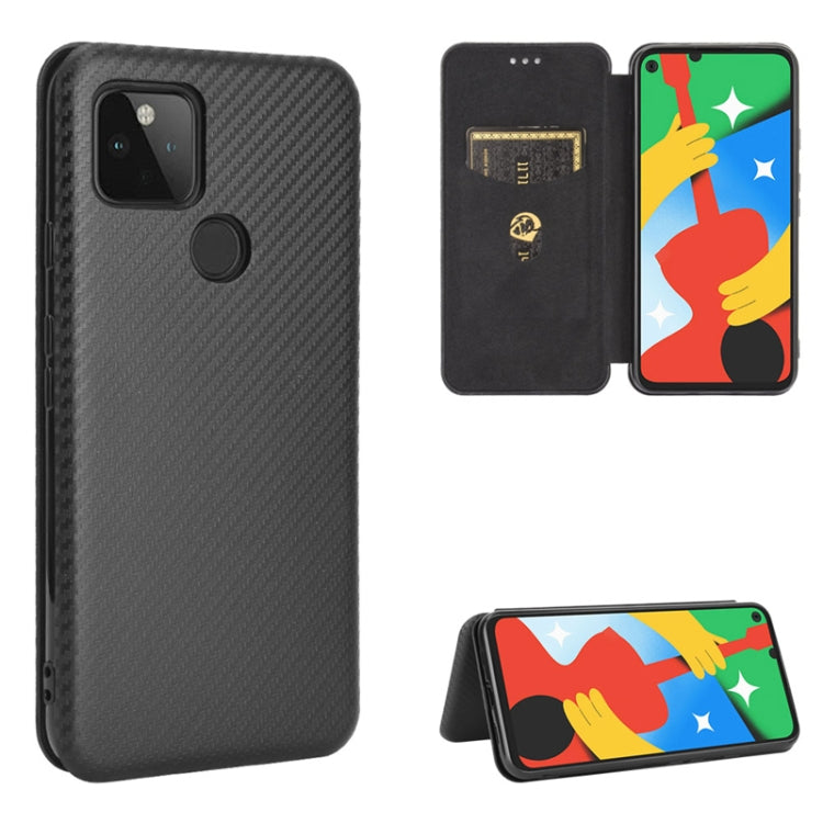 Black magnetic flip phone case with carbon-fiber texture, card slot, and front cover