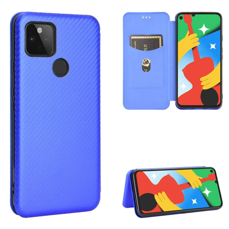 Blue magnetic flip phone case with carbon-fiber texture and card slot