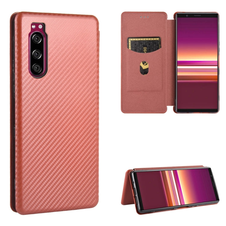 Rose carbon fiber textured magnetic flip case with card slot and viewing stand
