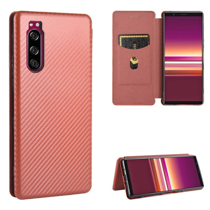 Rose carbon fiber textured magnetic flip case with card slot and viewing stand
