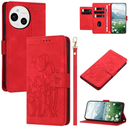 Tulips Embossed Leather Phone Case with Lanyard, For Sharp Aquos wish6, For Sharp Aquos R11, For Sharp Aquos wish5, For Sharp Aquos Sense9