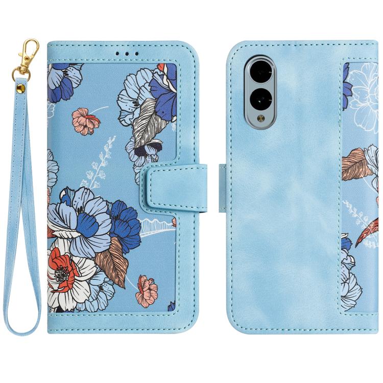 Floral Pattern Leather Phone Case with Lanyard, For Fujitsu Arrows We3, For Fujitsu Arrows We2, For Fujitsu Arrows We2 Plus