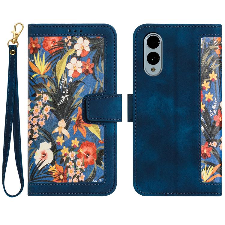 Floral Pattern Leather Phone Case with Lanyard, For Fujitsu Arrows We3, For Fujitsu Arrows We2, For Fujitsu Arrows We2 Plus