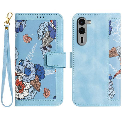 Floral Pattern Leather Phone Case with Lanyard, For Fujitsu Arrows We3, For Fujitsu Arrows We2, For Fujitsu Arrows We2 Plus