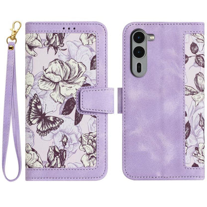 Floral Pattern Leather Phone Case with Lanyard, For Fujitsu Arrows We3, For Fujitsu Arrows We2, For Fujitsu Arrows We2 Plus