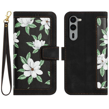 Floral Pattern Leather Phone Case with Lanyard, For Fujitsu Arrows We3, For Fujitsu Arrows We2, For Fujitsu Arrows We2 Plus