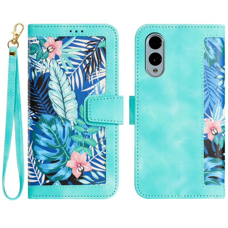 Floral Pattern Leather Phone Case with Lanyard, For Fujitsu Arrows We3, For Fujitsu Arrows We2, For Fujitsu Arrows We2 Plus