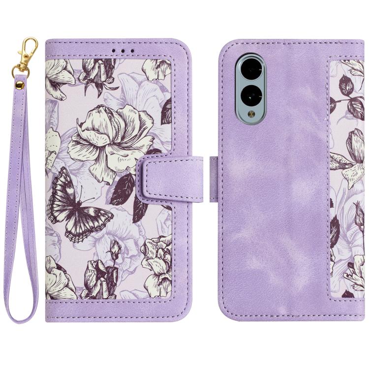 Floral Pattern Leather Phone Case with Lanyard, For Fujitsu Arrows We3, For Fujitsu Arrows We2, For Fujitsu Arrows We2 Plus