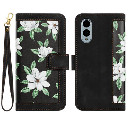 Floral Pattern Leather Phone Case with Lanyard, For Fujitsu Arrows We3, For Fujitsu Arrows We2, For Fujitsu Arrows We2 Plus
