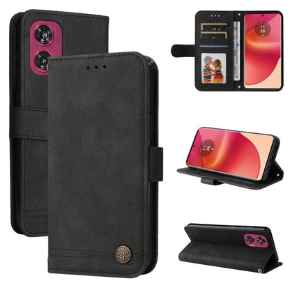 Skin Feel Life Tree Metal Button Leather Phone Case, For Motorola Edge 50 Ultra / X50 Ultra, For Motorola Edge 50 Fusion