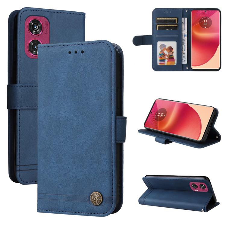Skin Feel Life Tree Metal Button Leather Phone Case, For Motorola Edge 50 Ultra / X50 Ultra, For Motorola Edge 50 Fusion