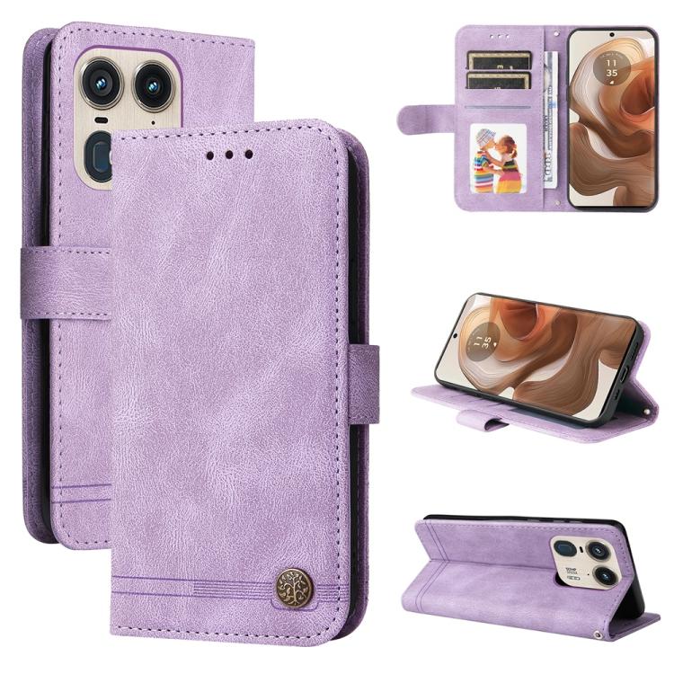 Skin Feel Life Tree Metal Button Leather Phone Case, For Motorola Edge 50 Ultra / X50 Ultra, For Motorola Edge 50 Fusion
