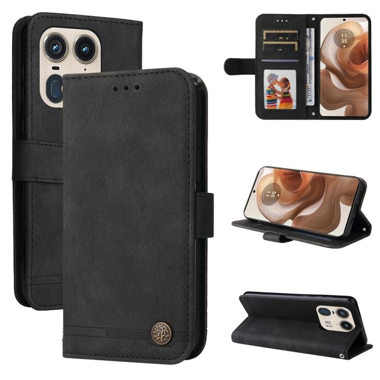 Skin Feel Life Tree Metal Button Leather Phone Case, For Motorola Edge 50 Ultra / X50 Ultra, For Motorola Edge 50 Fusion