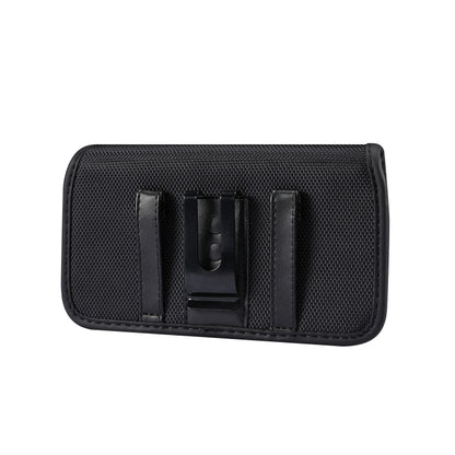 Black phone waist pouch back with card-slot rails and textured backing