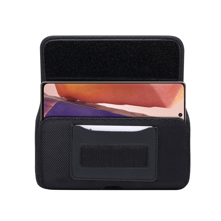 Black phone waist pouch open with card slot pocket and screen opening