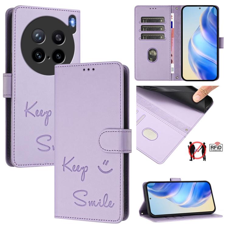 Smile Embossing RFID Leather Phone Case, For vivo X300 FE / S50 Pro mini 5G, For vivo X300s, For vivo Y21 5G 2026 / vivo Y05 4G, For vivo V70 FE 5G, For vivo X300 Ultra, For vivo X300 Pro 5G, For vivo X300 5G, For vivo Y31 5G Global                    ...