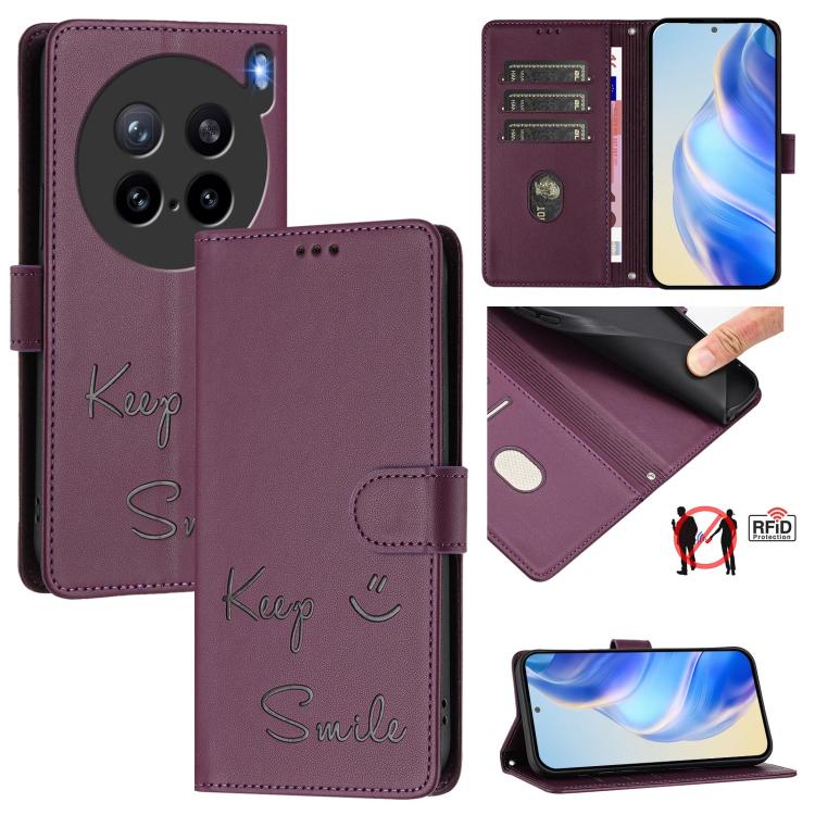 Smile Embossing RFID Leather Phone Case, For vivo X300 FE / S50 Pro mini 5G, For vivo X300s, For vivo Y21 5G 2026 / vivo Y05 4G, For vivo V70 FE 5G, For vivo X300 Ultra, For vivo X300 Pro 5G, For vivo X300 5G, For vivo Y31 5G Global                    ...