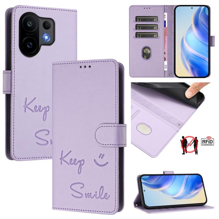 Smile Embossing RFID Leather Phone Case, For vivo X300 FE / S50 Pro mini 5G, For vivo X300s, For vivo Y21 5G 2026 / vivo Y05 4G, For vivo V70 FE 5G, For vivo X300 Ultra, For vivo X300 Pro 5G, For vivo X300 5G, For vivo Y31 5G Global                    ...