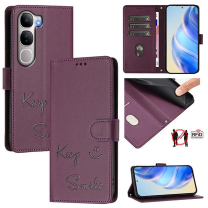 Smile Embossing RFID Leather Phone Case, For vivo X300 FE / S50 Pro mini 5G, For vivo X300s, For vivo Y21 5G 2026 / vivo Y05 4G, For vivo V70 FE 5G, For vivo X300 Ultra, For vivo X300 Pro 5G, For vivo X300 5G, For vivo Y31 5G Global                    ...