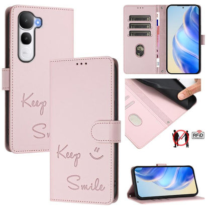 Smile Embossing RFID Leather Phone Case, For vivo X300 FE / S50 Pro mini 5G, For vivo X300s, For vivo Y21 5G 2026 / vivo Y05 4G, For vivo V70 FE 5G, For vivo X300 Ultra, For vivo X300 Pro 5G, For vivo X300 5G, For vivo Y31 5G Global                    ...
