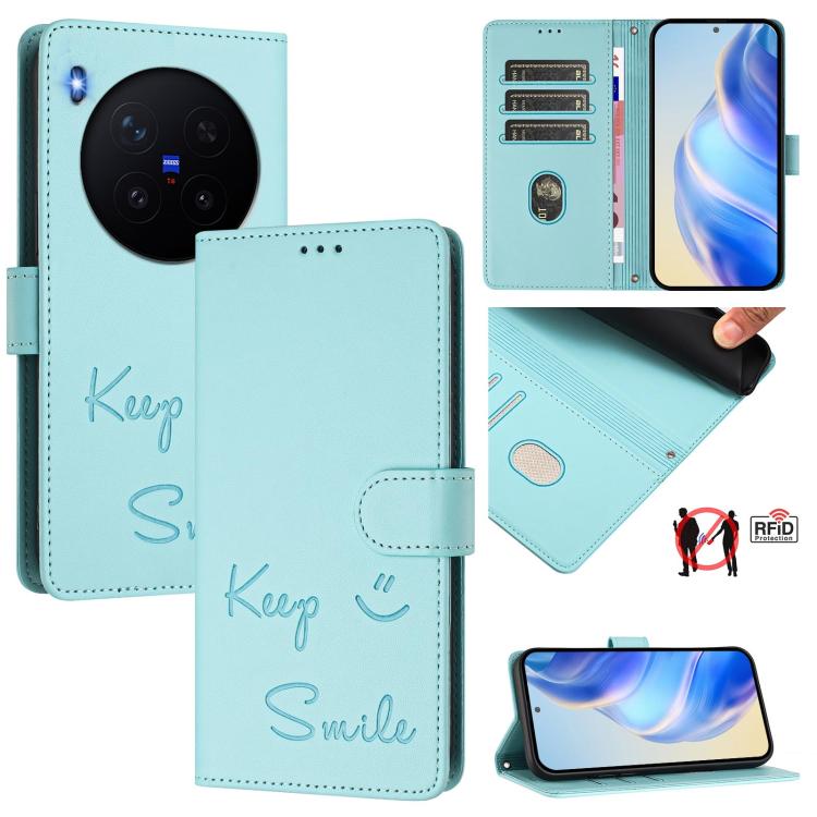 Smile Embossing RFID Leather Phone Case, For vivo X300 FE / S50 Pro mini 5G, For vivo X300s, For vivo Y21 5G 2026 / vivo Y05 4G, For vivo V70 FE 5G, For vivo X300 Ultra, For vivo X300 Pro 5G, For vivo X300 5G, For vivo Y31 5G Global                    ...