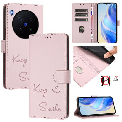 Smile Embossing RFID Leather Phone Case, For vivo X300 FE / S50 Pro mini 5G, For vivo X300s, For vivo Y21 5G 2026 / vivo Y05 4G, For vivo V70 FE 5G, For vivo X300 Ultra, For vivo X300 Pro 5G, For vivo X300 5G, For vivo Y31 5G Global                    ...