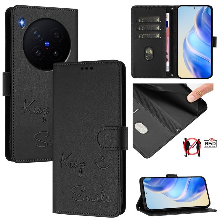 Smile Embossing RFID Leather Phone Case, For vivo X300 FE / S50 Pro mini 5G, For vivo X300s, For vivo Y21 5G 2026 / vivo Y05 4G, For vivo V70 FE 5G, For vivo X300 Ultra, For vivo X300 Pro 5G, For vivo X300 5G, For vivo Y31 5G Global                    ...